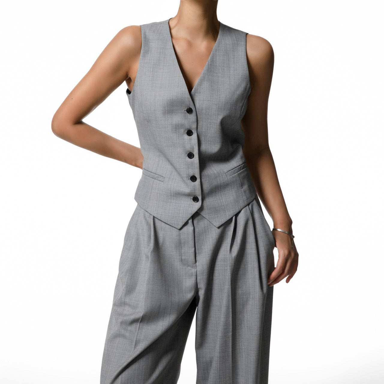 Sharkskin Fabric tailored Vest – Maison De 15